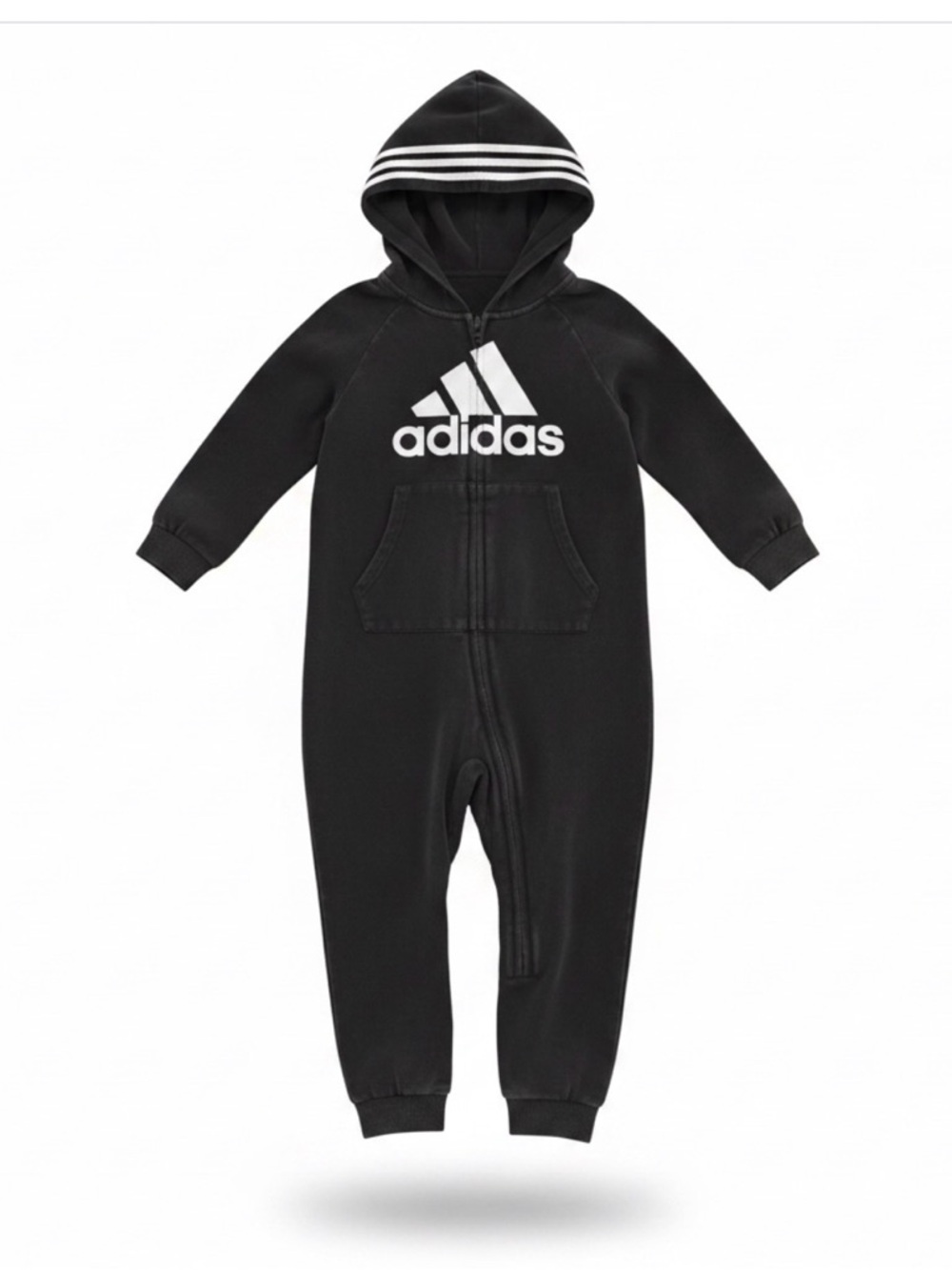 Adidas Kids Black Hooded Footless Onesie 24M